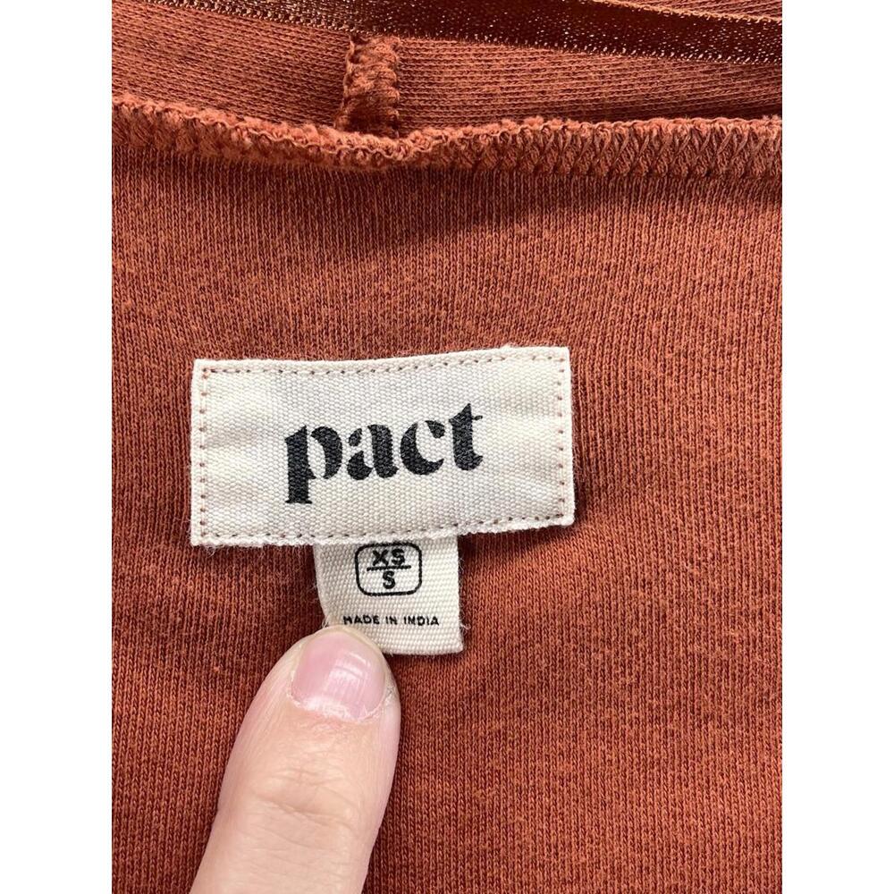 Pact Airplane Cardigan Women XS/S Orange Organic Cotton Open Pockets‎ Oversized - Picture 2 of 7